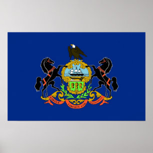 Poster with Flag of Pennsylvania, U.S.A.