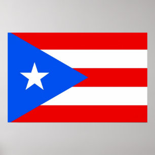 Poster with Flag of Puerto Rico, U.S.A.