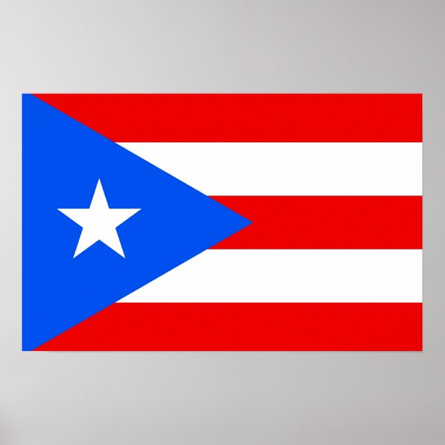 Poster with Flag of Puerto Rico, U.S.A. (Front)