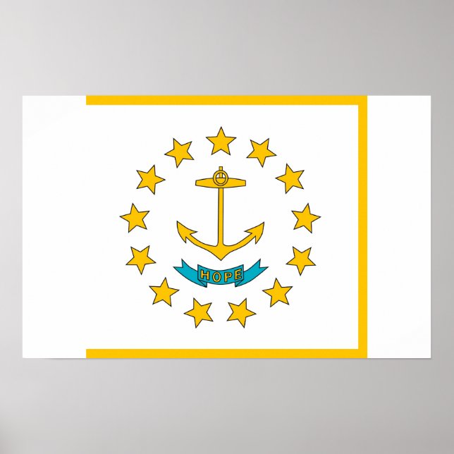 Poster with Flag of Rhode Island, U.S.A. (Front)
