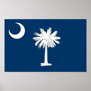 Poster with Flag of South Carolina, U.S.A.