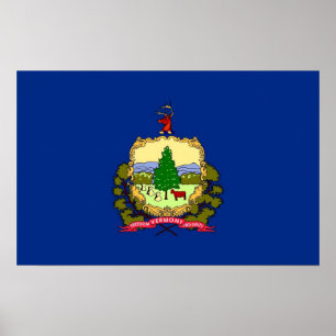 Poster with Flag of Vermont, U.S.A.