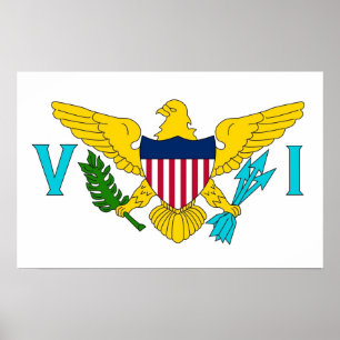 Poster with Flag of Virgin Islands, U.S.A.
