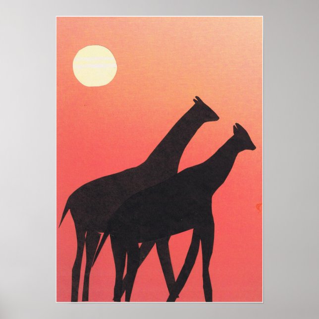 Poster with Giraffe Silhouettes (Front)
