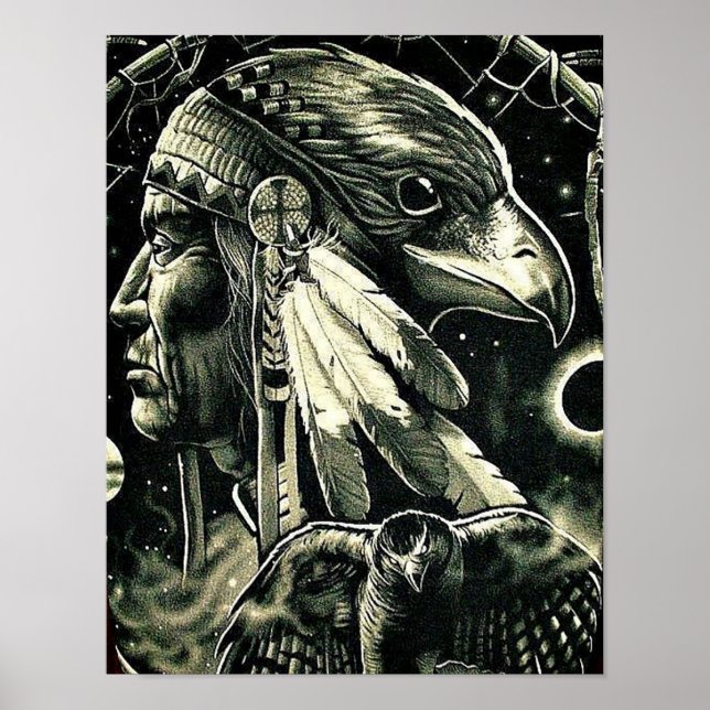 Poster with Painting of Native American (Front)