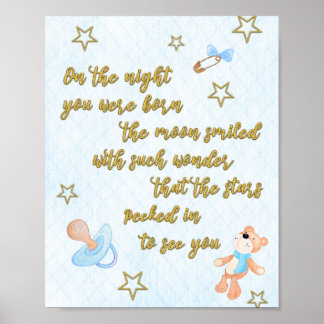 Poster with poem for baby boy nursery or bedroom