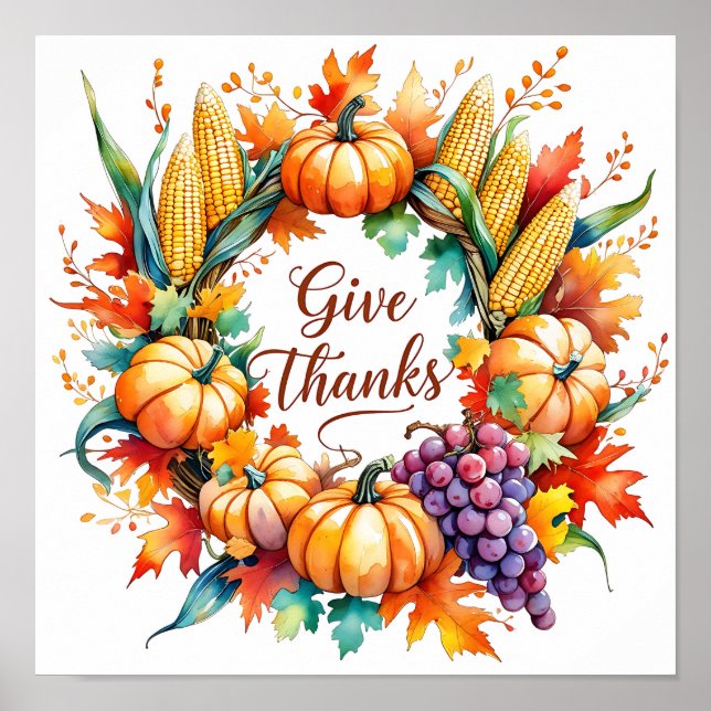 Poster with Pumpkin and Corn Wreath (Front)
