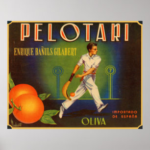 Poster with Spanish Crate Label Print for Olives