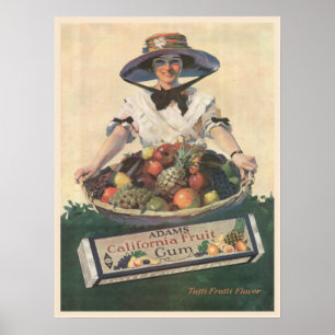 Poster with Vintage California Fruit Lady