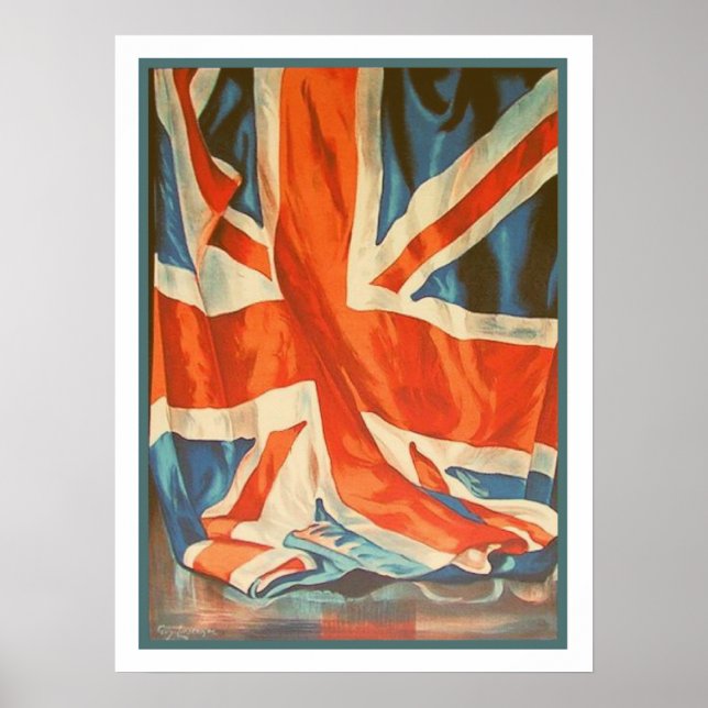 Poster with Vintage Flag from United Kingdom (Front)