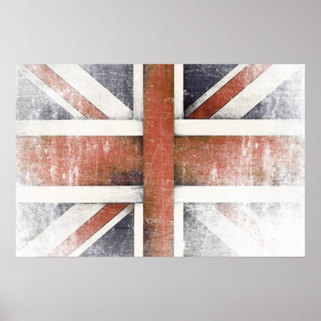 Poster with Vintage Great Britain Flag (Front)
