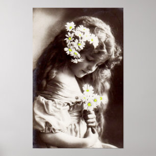 Poster with Vintage Photo of a Young Girl