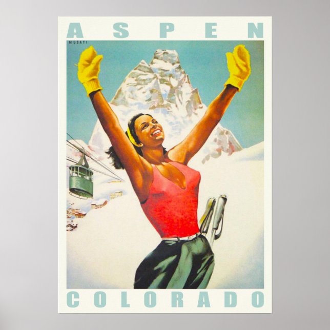 Poster with Vintage Ski Print from Aspen (Front)
