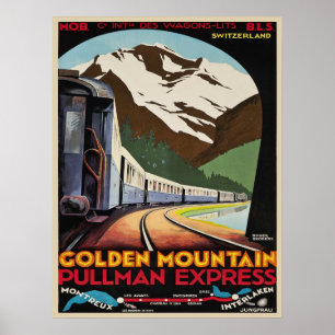 Poster with Vintage Ski Resorts Print