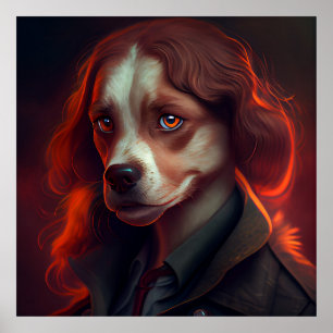 Poster woman fanatsy dog straight