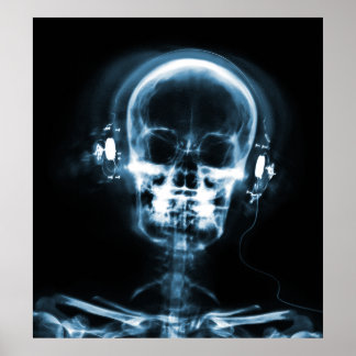 POSTER- X-RAY MUSIC SKELETON BLACK BLUE POSTER