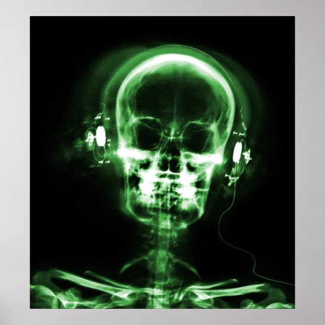 POSTER- X-RAY MUSIC SKELETON BLACK GREEN POSTER (Front)