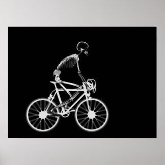 POSTER - X-RAY SKELETON BIKING BLACK GREY