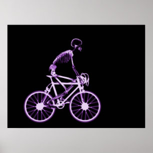 POSTER - X-RAY SKELETON BIKING BLACK PURPLE