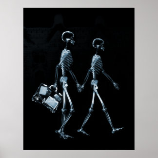 Poster X-Ray Skeleton Couple Travelling Black Blue