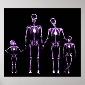 POSTER- X-RAY SKELETON FAMILY BLACK PURPLE POSTER