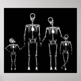 POSTER - X-RAY SKELETON FAMILY BLACK & WHITE