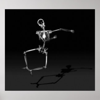 POSTER - X-RAY SKELETON JOY LEAP BLK B&W