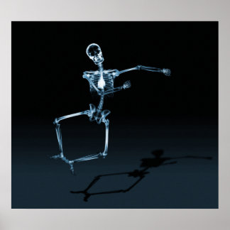 POSTER - X-RAY SKELETON JOY LEAP BLK BLUE