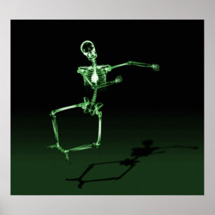 POSTER - X-RAY SKELETON JOY LEAP BLK GREEN