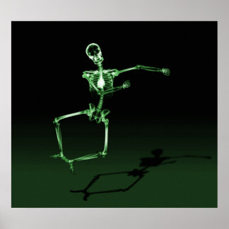 POSTER - X-RAY SKELETON JOY LEAP BLK GREEN
