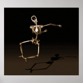 POSTER - X-RAY SKELETON JOY LEAP BLK SEPIA