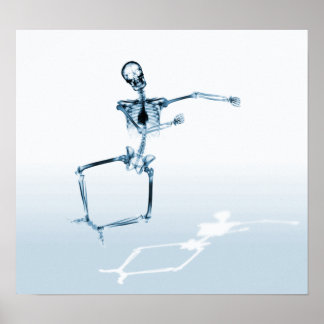POSTER - X-RAY SKELETON JOY LEAP BLUE