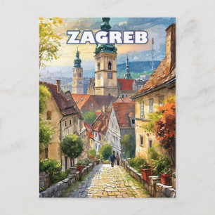 Poster Zagreb, where each corner contains a treasu Postcard