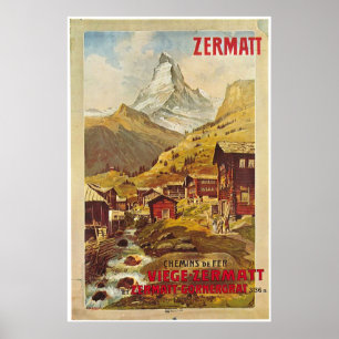 Poster Zermatt Schweiz Switzerland Gornergratbahn