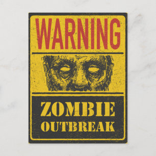Poster Zombie Outbreak. Sign Board With Zombie Postcard