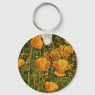 Posterised Poppies Key Ring