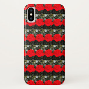 Posterised Red Roses Pattern iPhone X Case