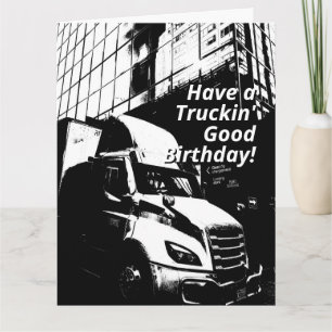 Posterised Truck in Black and White Birthday Card