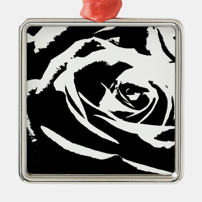 Posterized Rose Art Metal Tree Decoration (Front)