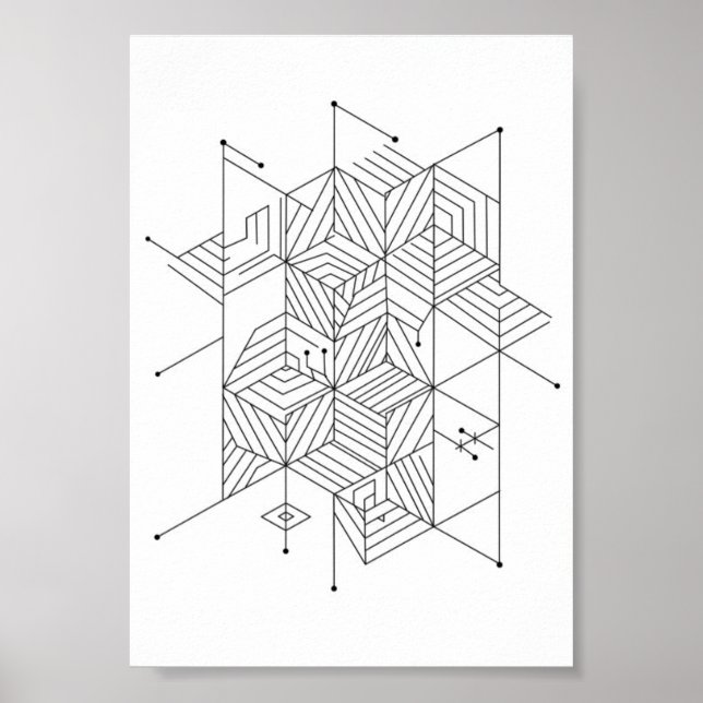Posters Black and White Geometric Pattern (Front)