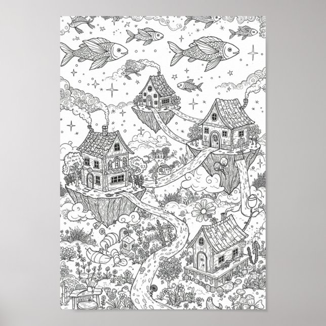 Posters Black and White Whimsical Doodle Art (Front)