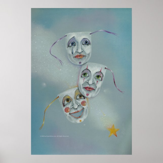 Posters, Fine Art - Happiness Tears Masks Poster (Front)