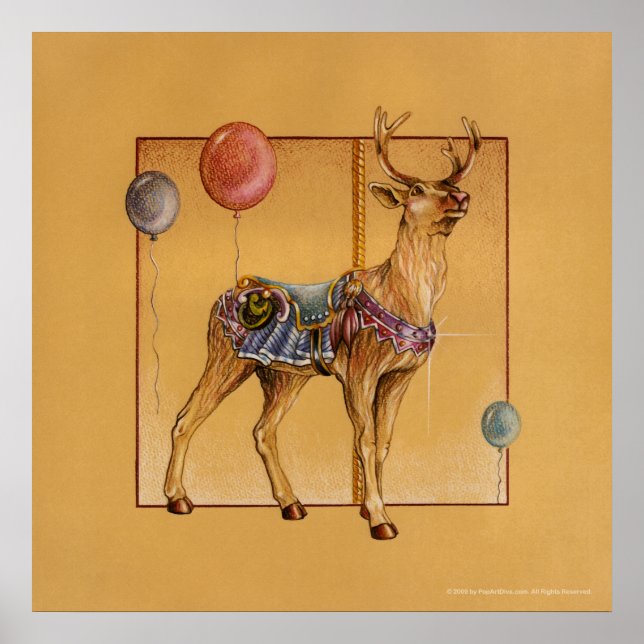 Posters, Prints - Carousel Reindeer or Elk (Front)