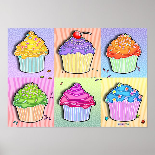 Posters, Prints - Pop Art Cupcakes (Front)