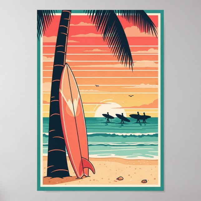 Posters Vintage Beach Surf Print (Front)