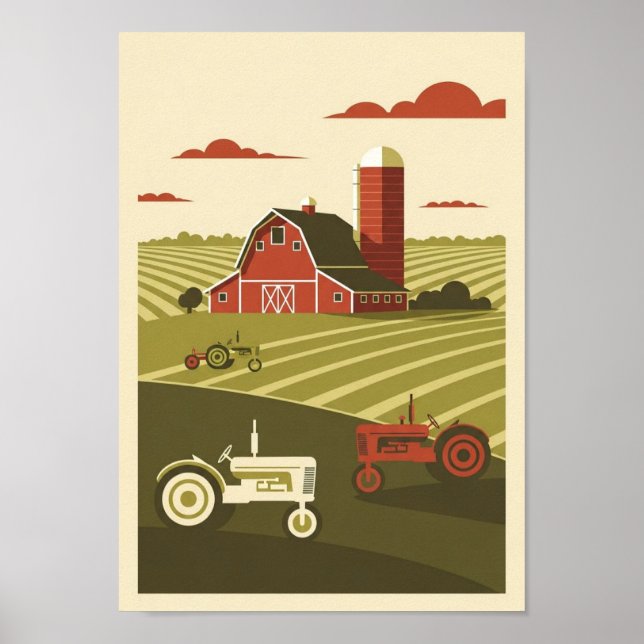 Posters Vintage Farm Scene Print (Front)