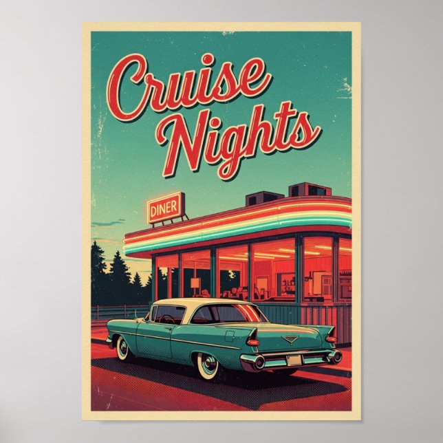 Posters Vintage Retro Car Diner Print (Front)