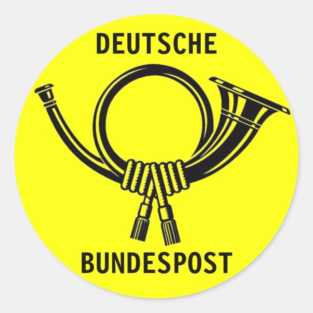 Posthorn DEUTSCHE BUNDESPOST yellow#1 Classic Round Sticker (Front)