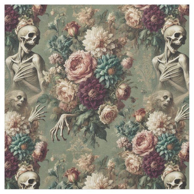 Posthumous Heartache – Gothic Classic Tile Fabric (Close Up)