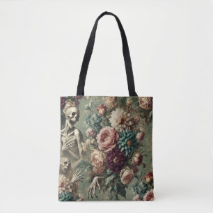 Posthumous Heartache – Gothic Floral Design Tote Bag